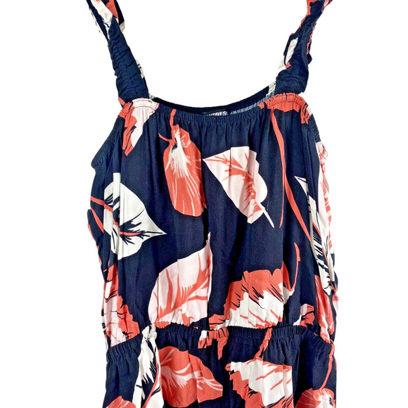 Express Romper Size Small One Piece Black Tropical Floral Summer Shortalls - Picture 2 of 7